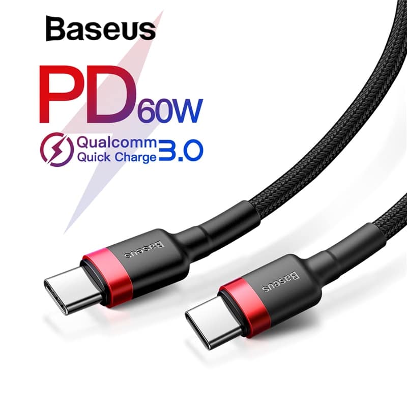 Baseus Cafule PD2.0 60W Flash Charging USB For Type-C Cable (20V 3A)1m Red+Black