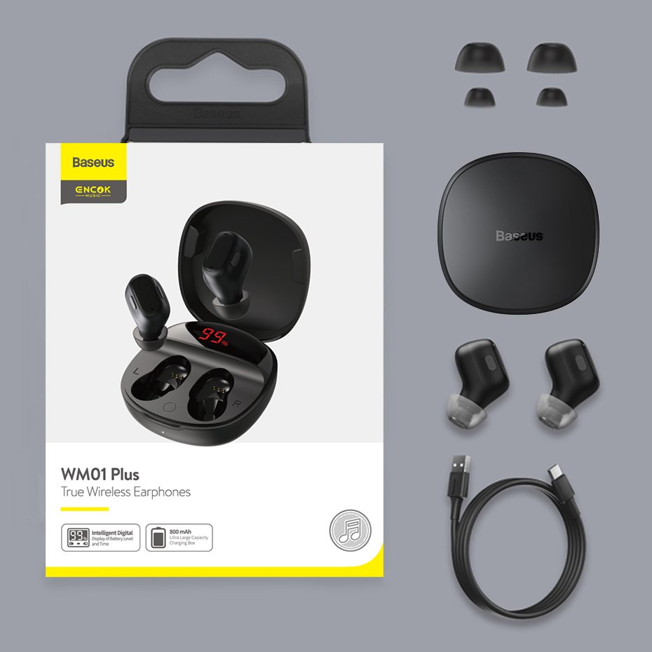 Baseus WM01 Plus True Wireless Earbuds (NGWM01P-01) â€“ Black