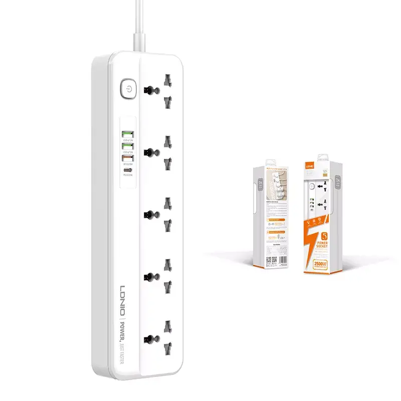 LDNIO SC5415 5 Power Socket  PD&QC3.0 4USB Port Multiplug