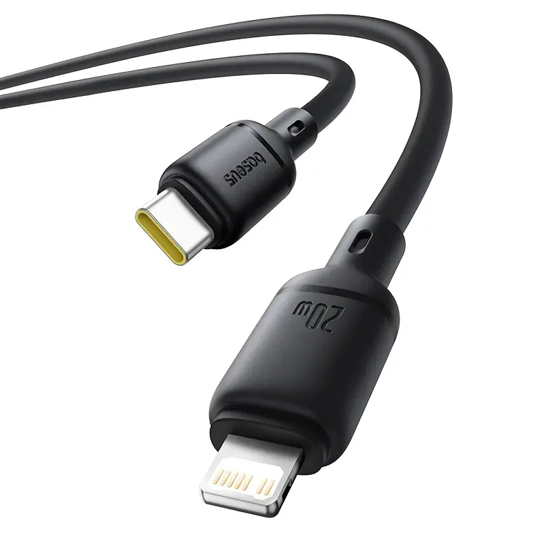 Baseus Cable For Iphone 14 13 12 11 Series Type-c to Lightning PD 20W Silky Series Fast Charging Black 2M P10377700113-01