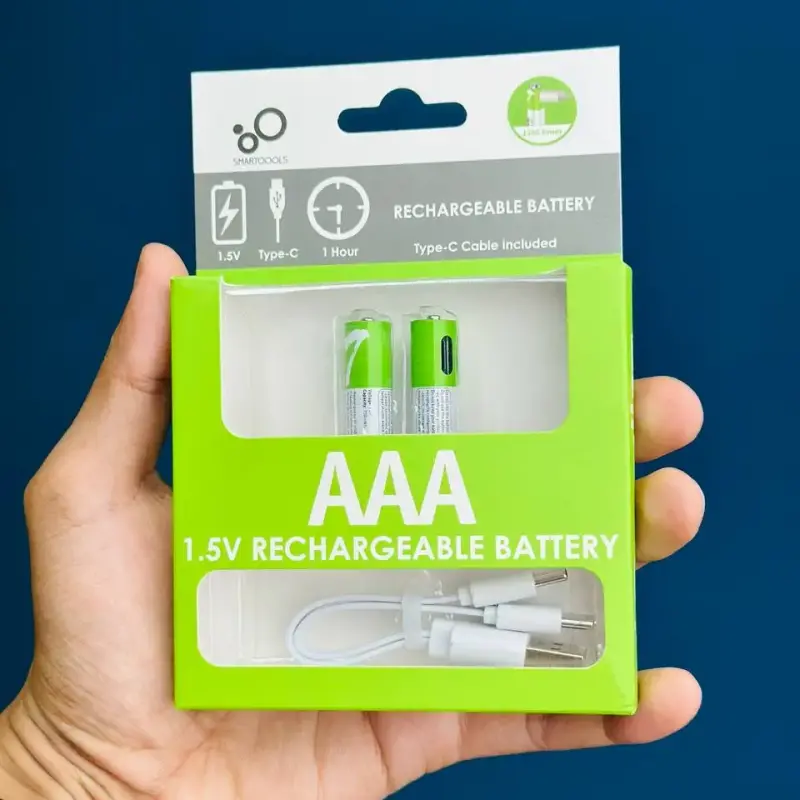 Smartools 1.5V Type-C Rechargeable Batteries AAA (2-Pack) With Type-C Cable