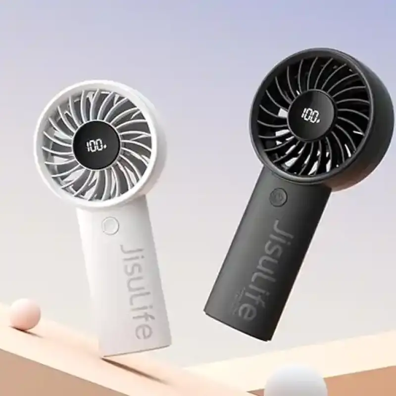 JisuLife Handheld Fan Life4 — 5000mAh Battery, 5-Speed Turbo Wind, LED Display, Long-Lasting 15H Cooling Fan