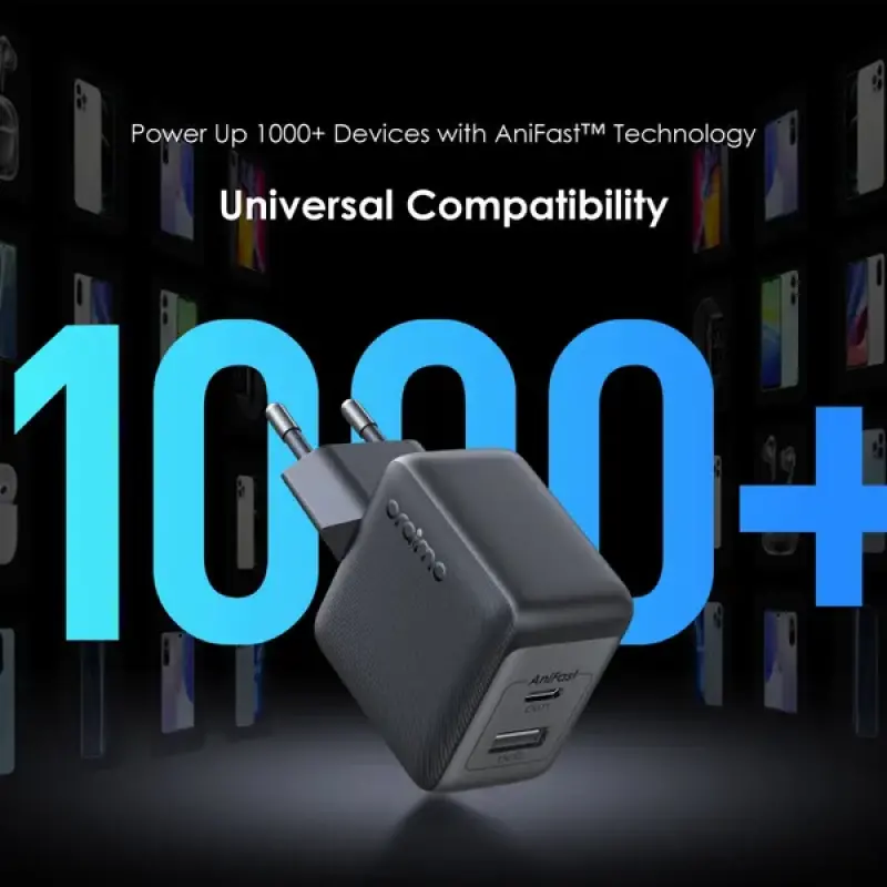 oraimo PowerGaN 33 Pro 33W GaN Wall Charger OCW7331E+C54