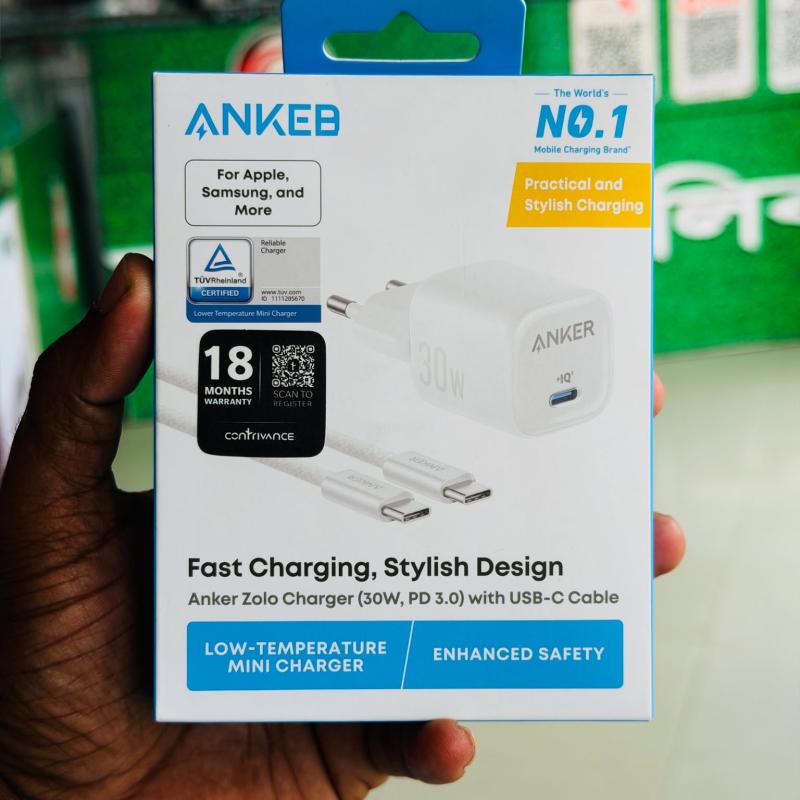 Anker Zolo Charger (30W, PD 3.0) with USB-C Cable EU